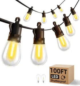Tbosw 313038248291 Outdoor String Lights Patio Led Light Outside - 30m 28 2 S14 100ft Porch Lig