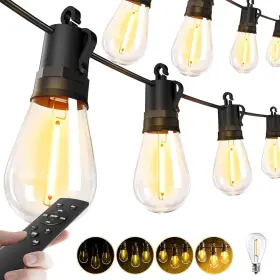 Tbosw 313053497445 Outdoor String Lights Patio Led - Light Outside 50ft 15m Waterproof Remote Dimma