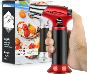 Tencoz 755431957590 Blow Torch Professional Kitchen Cooking With Lock Adjustable Flame Red