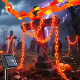 B0f9t9hbcq Tgtaah Solar Halloween Plastic Chain Lights 16.5ft 8 Modes Outdoor Decor