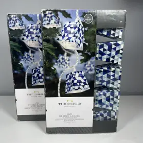 009112527 Threshold New Set Of 2 Blue Triangles String Lights 10ct Outdoor Patio Party