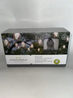 Threshold 840594037446 New 20 Patio String Lights Brass Tulip Solar Weather Resistant Outdoor