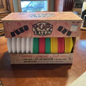 Tiki 022249018646 Vtg Pop Lites Lantern String Lights Party Rv Patio Camper Blow Mold Rare