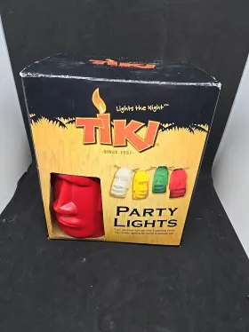 Tiki 086861018682 Vtg Easter Island Heads Blow Mold Party Patio Camping 7 Lights 2003