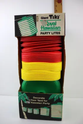 1862 Tiki Vtg Royal Hawaiian Party Lights 7 Lantern Set Indoor/outdoor - No
