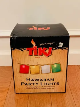Tiki - Random Lake Wi 086861018699 Official Hawaiian 7 Light String Set Tested Works Vintage Original Box