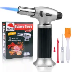 55016 Tintec Culinary Blow Torch Chef Cooking Lighter Butane Silver