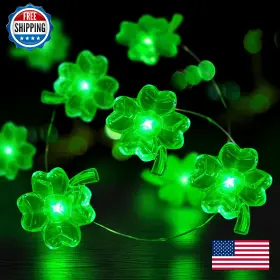 B09k5dcbyv Tmacker St Patricks Day 3d Shamrock 50 Led Green String Light Battery Operated 1