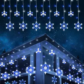 B0f9kq8smz Toodour 17.22ft 264 Led Outdoor Snowflake Icicle Christmas Lights With 8 Modes