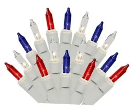 Gh1-100 Top Grade Goods Holiday Pride Red White And Blue Lights On Wire - Patriotic Christmas