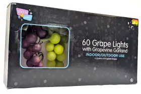 267328 Touch Of Light 6 Clusters 10 Lighted Grapes On Vine Garland Indoor / Outdoor Nib