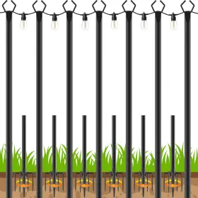 Tqqvxx 679065843626 7 Pack 10 Ft String Light Poles Metal With Fork Lights 10ft Black