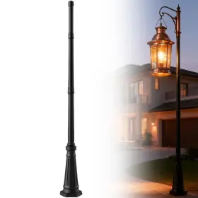 Zl-198 Trayiu 79 Inch Textured Black Cast Aluminum Lamp Post With Surface Mount Base And 2.36