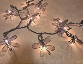 True Value Company 052088002063 New In Package 10 Dragonfly String Lights With Black Metal Spring Body