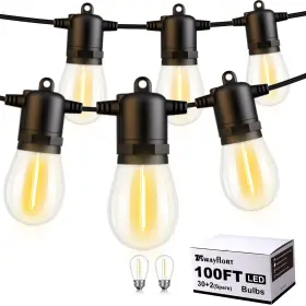 Us048015-dx20b2-s14 Tswayflort 100ft Outdoor String Lights 2pack 50ft Patio For Outside With 30 2 S