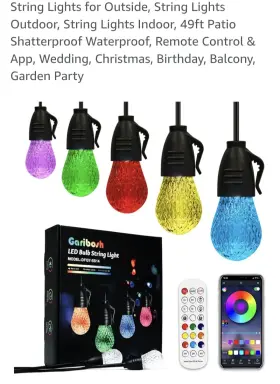 Dfqy-ss14 Twhours Led Outdoor String Lights-49ft-shatterproof And Waterproof-remote App Controlled