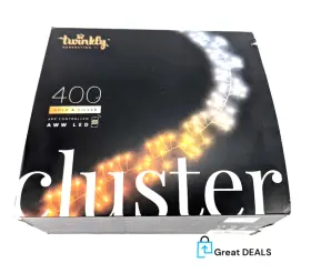 Twinkly 034966136084 New Cluster Green Wire Christmas Lights Gold And Silver 400 Aww Led
