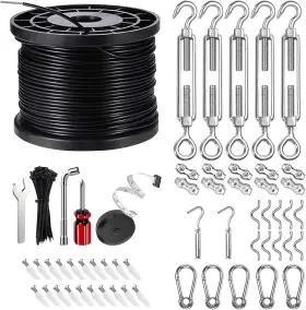 Ugarden 445004482446 Upgraded Outdoor String Light Hanging Kit 170ft Globe Suspension K