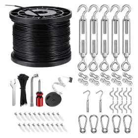 Ugarden 764690267272 Upgraded Outdoor String Light Hanging Kit 170ft Globe Suspensio