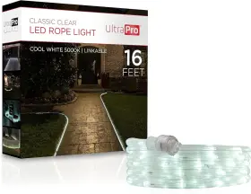54842 Ultrapro Led Rope Lights 16ft Classic Clear Cool White Light 5000k