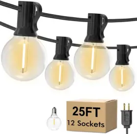 G40-25-12 Uolob Outdoor String Lights 25ft Waterproof Patio With 12 1 G40 Shatterproof