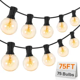 Upook 194852431362 Outdoor String Lights 75ft G40 Ul Listed 80 Edison Bulbs 5 Spare Globe Stri