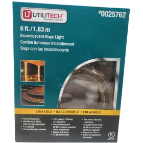 Utilitech 808339180871 6 Ft Incandescent Rope Light Indoor Outdoor Linkable