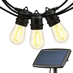 Venusop 974320100013 48ft Solar Outdoor String Lights With 15 Bulbs Commercial Hanging Led Patio