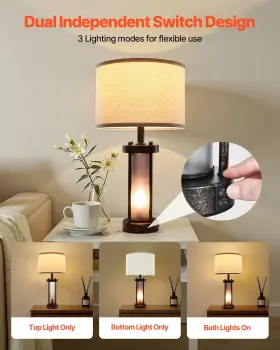 Vevor 197988537557 Table Lamps Set Of 2 Dimmable Farmhouse Bedside Nightstand Vintage Lamp