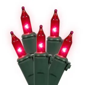 Vickerman 734205157107 100 Pink Mini Light Icicle On Green Wire Christmas Strand