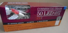 X6w8503 Vickerman Commercial Grade C6 String Light Set 50 Led Orange White Wire