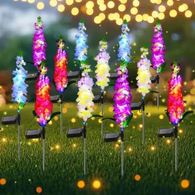 Anb-vihose-2566 Vihose 12 Pcs Solar Lights Delphinium Flower Waterproof Outdoor