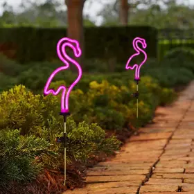Vinsption 692041289027 Flamingo Solar Garden Stake Lights Set Of 2 Outdoor Pathway Light Fo