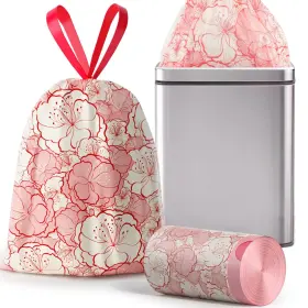 Tbmsmh01-13 Vok 13 Gallon Trash Bags With Chinese Plum Blossom Printed And Drawstring Tear-res