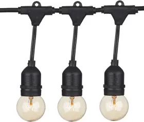 Volt Lighting 842032109173 Indoor/outdoor 120v 50ft E26 Led Bistro String Lights Black Hanging Globe