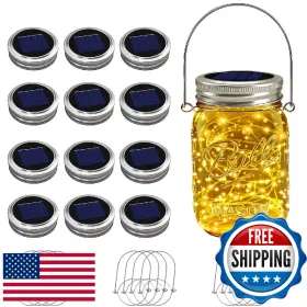 B0fd9cytjz Vookry 12 Pack Solar Mason Jar Lights For Outside 30 Led Lids Fairy Li