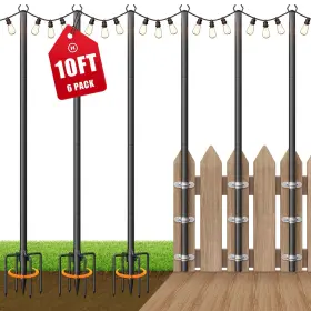 Lp03n Voxelure 6 Pack String Light Poles For Outside 10ft Adjustable Outdoor
