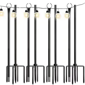 Walensee 445044535508 9.4 Ft. String Light Poles With Hook Outdoor Metal Pole Flagpole 4-pack