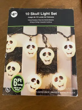 65-120c Walmart Halloween Blow Mold String Lights Plastic Skull 10 6 Long Indoor Outdoor
