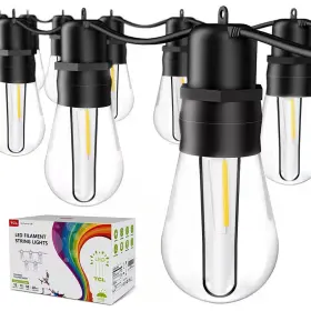 Walsport 726084243583 Outdoor 48 Ft. Plug-in Edison Bulbs Led String Light With S14 15 Plus 2 Spare Pl