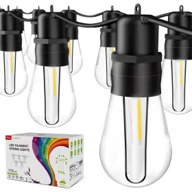 Walsport 726084874435 Outdoor 96 Ft. Plug-in Edison Bulbs Led String Lights With S14 30 Plus 4 Spare P