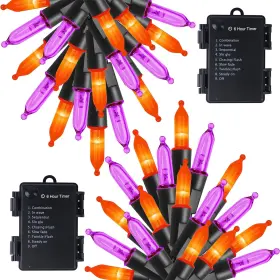 Hb50lp-op2 Waterglide 2 Pack 50 Led Outdoor Halloween Lights 17 Feet Orange And Purple