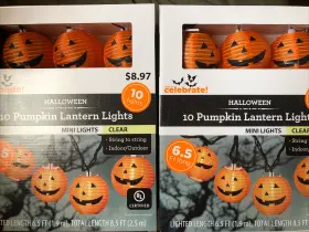 Way To Celebrate 764878657604 2x 10ct Pumpkin Lantern Lights Mini Clear Halloween Indoor/ Outdoor