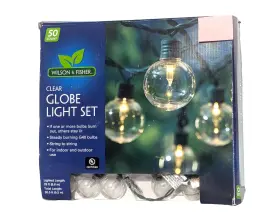 810282005 Wilson & Fisher Clear Globe Light Set 50 Count String Lights 30.5 Ft G40 Indoor Outdoor Party