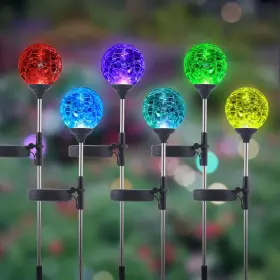 Wnp 761062062879 6 Pack Decorative Solar Powered Outdoor Garden Stake Glass Ball Lights For Ya
