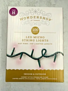 Wondershop 689720615512 100 Led Micro String Lights Bright Pink Xmas Valentines Day Decor