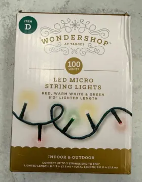 Wondershop 689720637897 100 Led Micro String Lights Xred White Green Xmas Decor