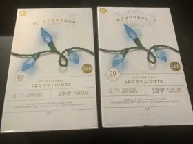 Wondershop 764878623128 60 Led C6 String Lights Blue Bulb Green Wire Christmas 2 Boxes New