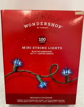 Wondershop 764878666378 100 Led Mini String Lights Blue Xmas Decor Hanukkah