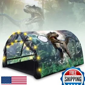 B0d41zsd92 Wowangce Dinosaur Bed Tent For Kids - Large Twin Play With Lights